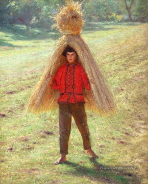 Garçon portant un Sheaf Aleksander Gierymski réalisme impressionnisme Peinture à l'huile